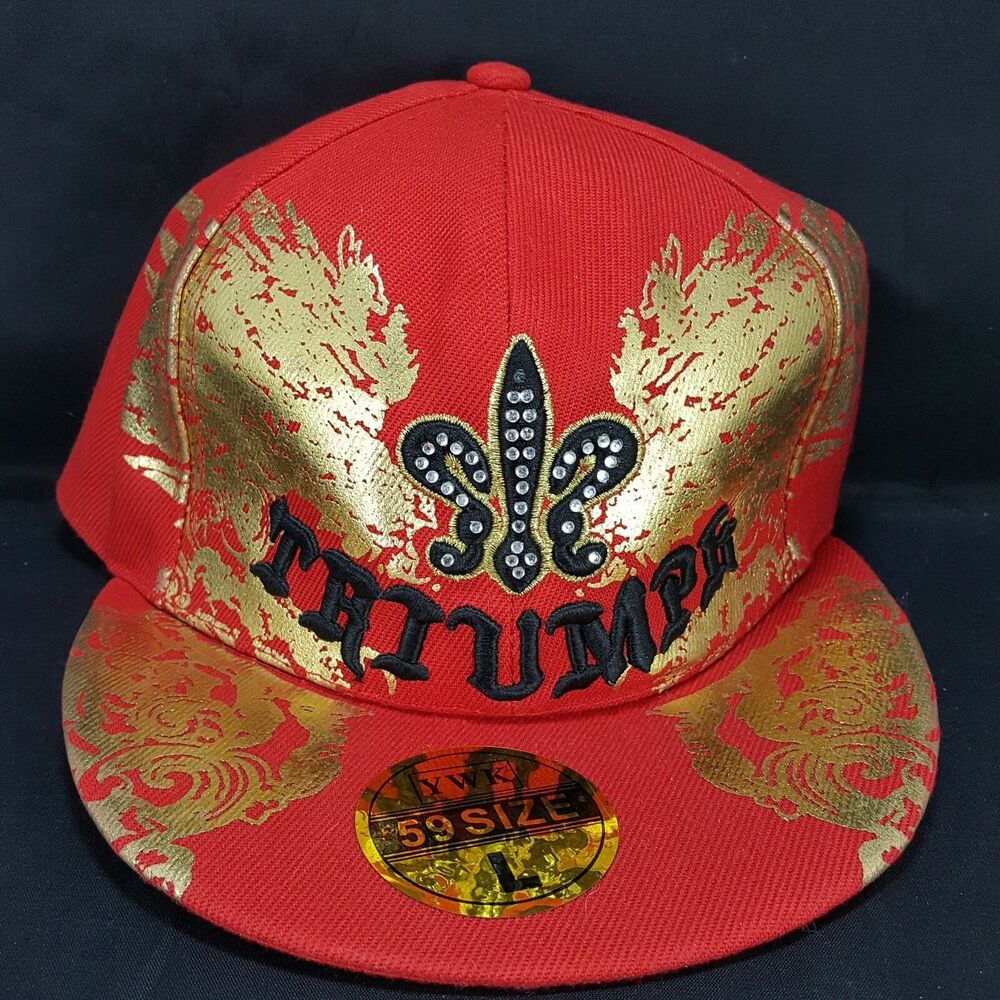 Triumph Motorcycles Red Gold Flames Golf Baseball Cap Hat New L Missing a jewel - Picture 1 of 8